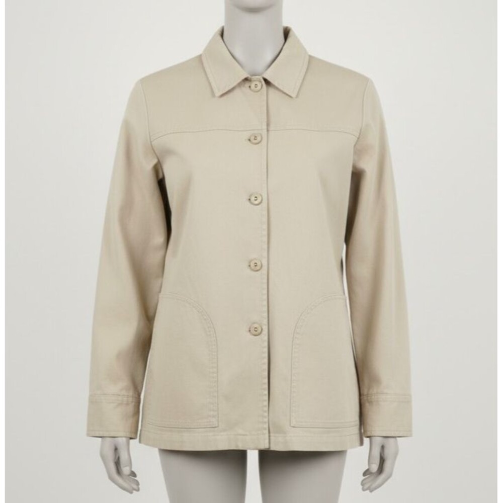 Good Clothes Collections Women's Tan Cotton Spandex Long Sleeve Button Up Jacket
